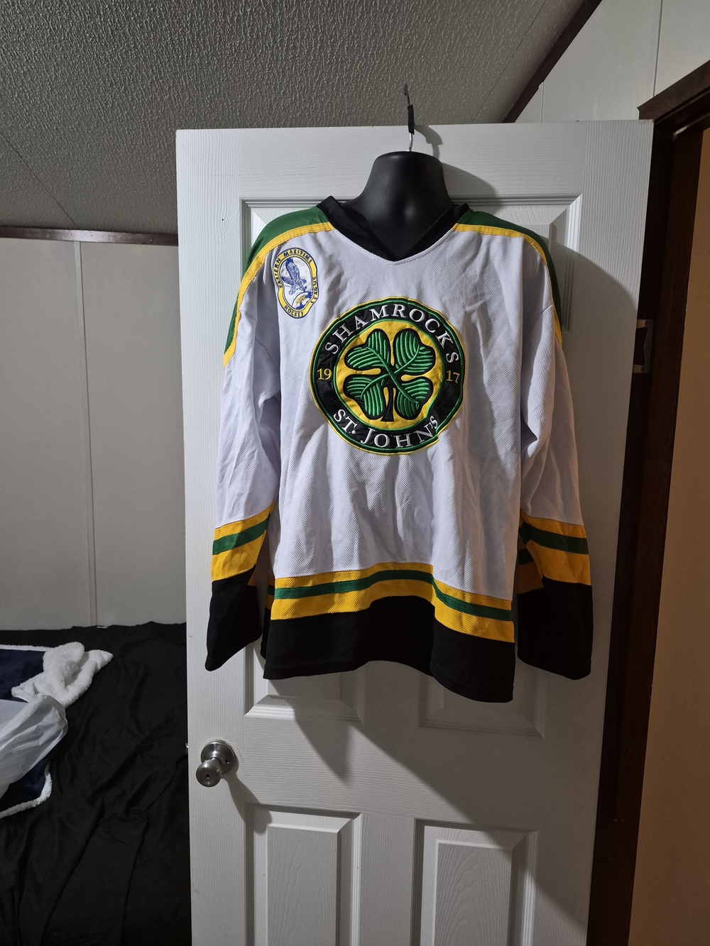 CCM White Green Yellow Shamrocks St. John's Hockey Jersey